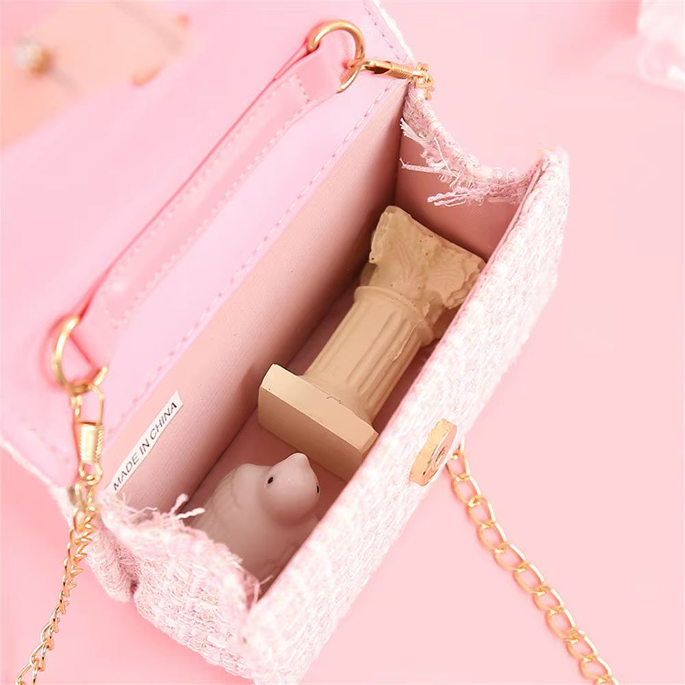New Fashion Mini Korean Handbags Kids Purses Bow-Knot Crossbody Cute Pearl Hand Bags Tote Little Girl Small Party Coin Pouch