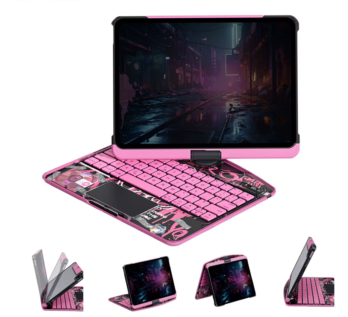 Cyber Cutie/Pink iPad Keyboard Case