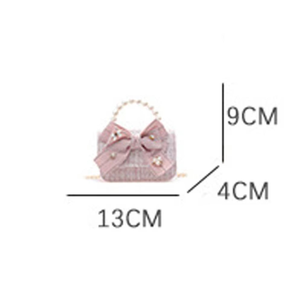 New Fashion Mini Korean Handbags Kids Purses Bow-Knot Crossbody Cute Pearl Hand Bags Tote Little Girl Small Party Coin Pouch