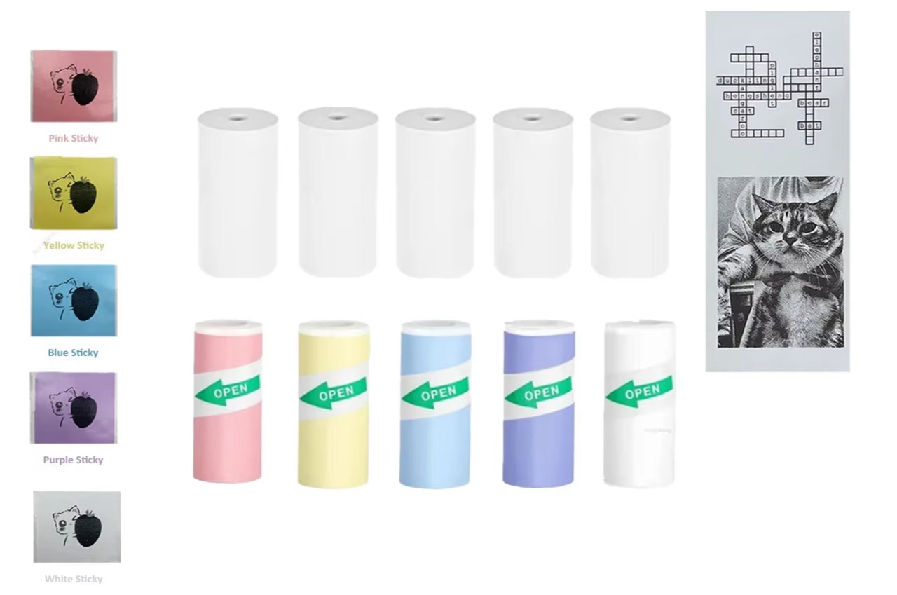 Mini Printer Thermal Paper Refill – Printable Sticker & Regular Rolls