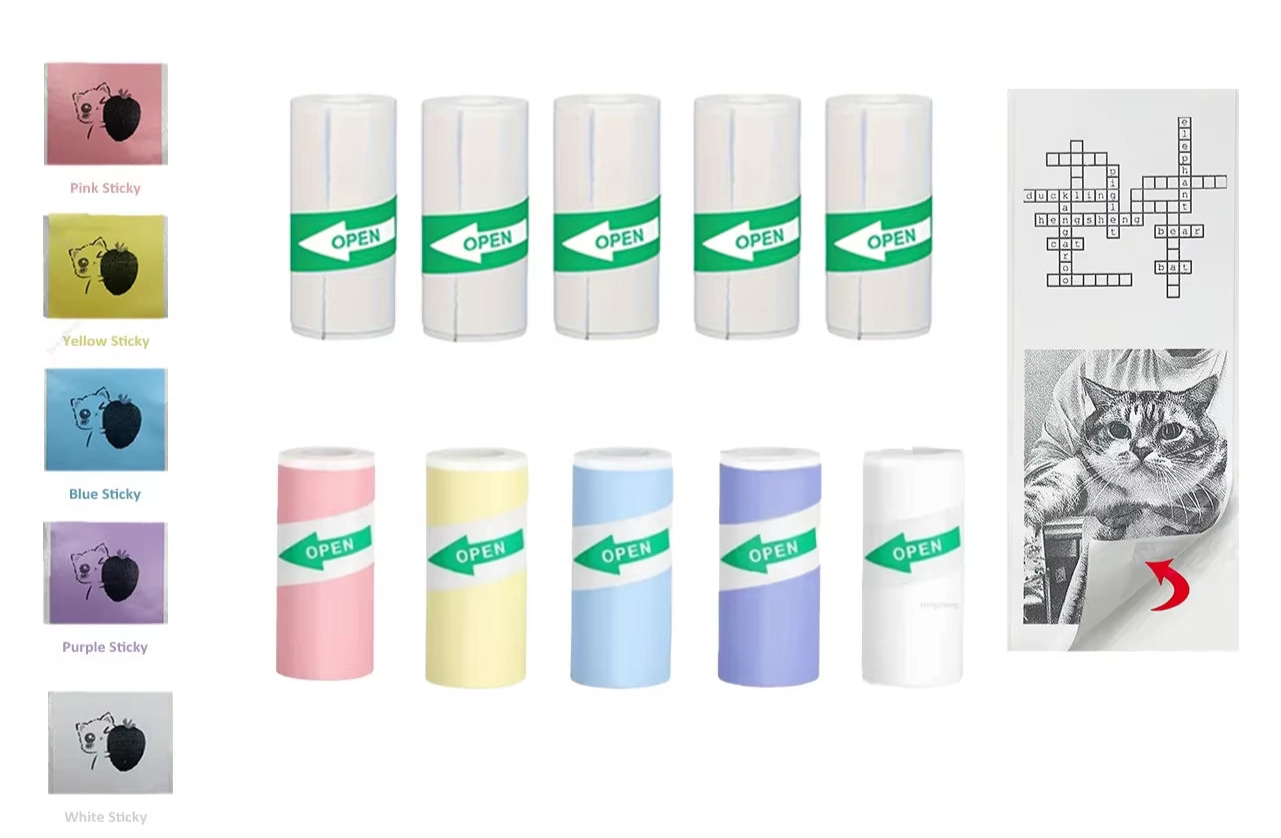 Mini Printer Thermal Paper Refill – Printable Sticker & Regular Rolls