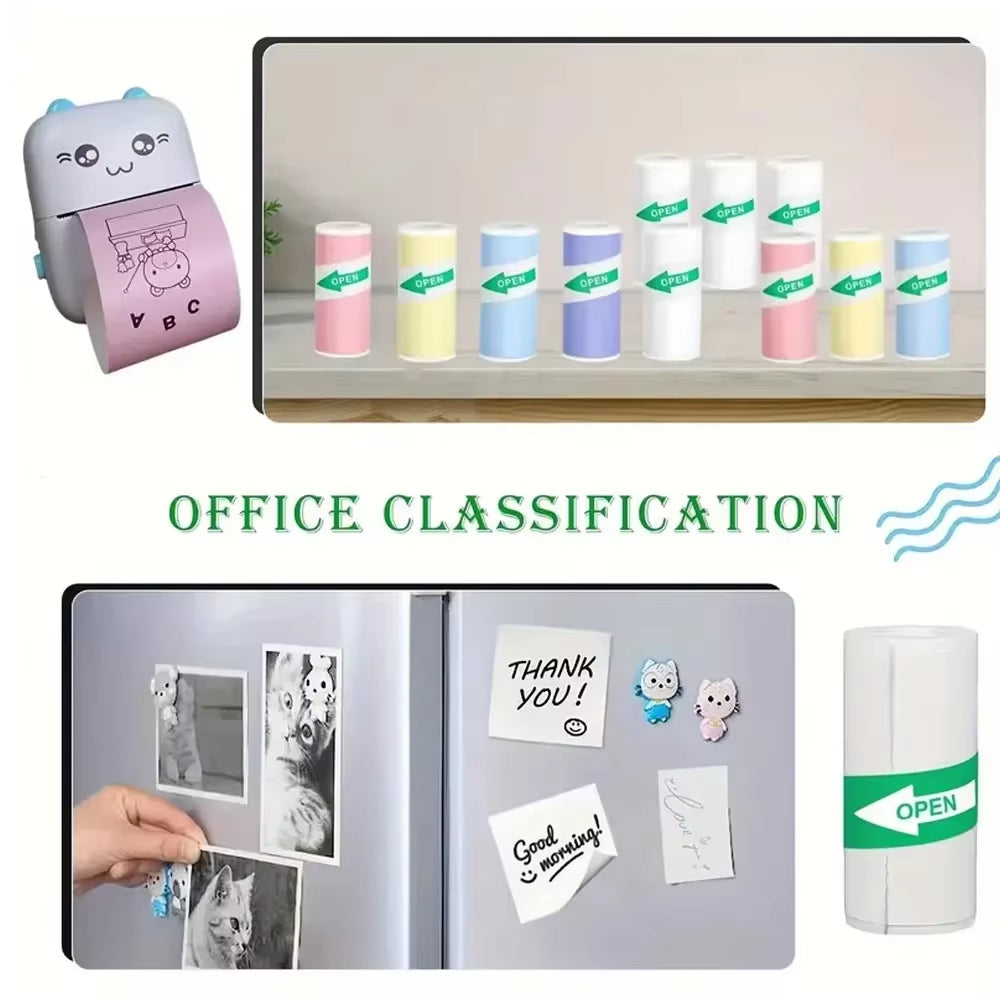 Mini Printer Paper Refill Roll Thermal Paper Printable Sticker Paper for Pocket Wireless Printer for Study Notes Work Photos