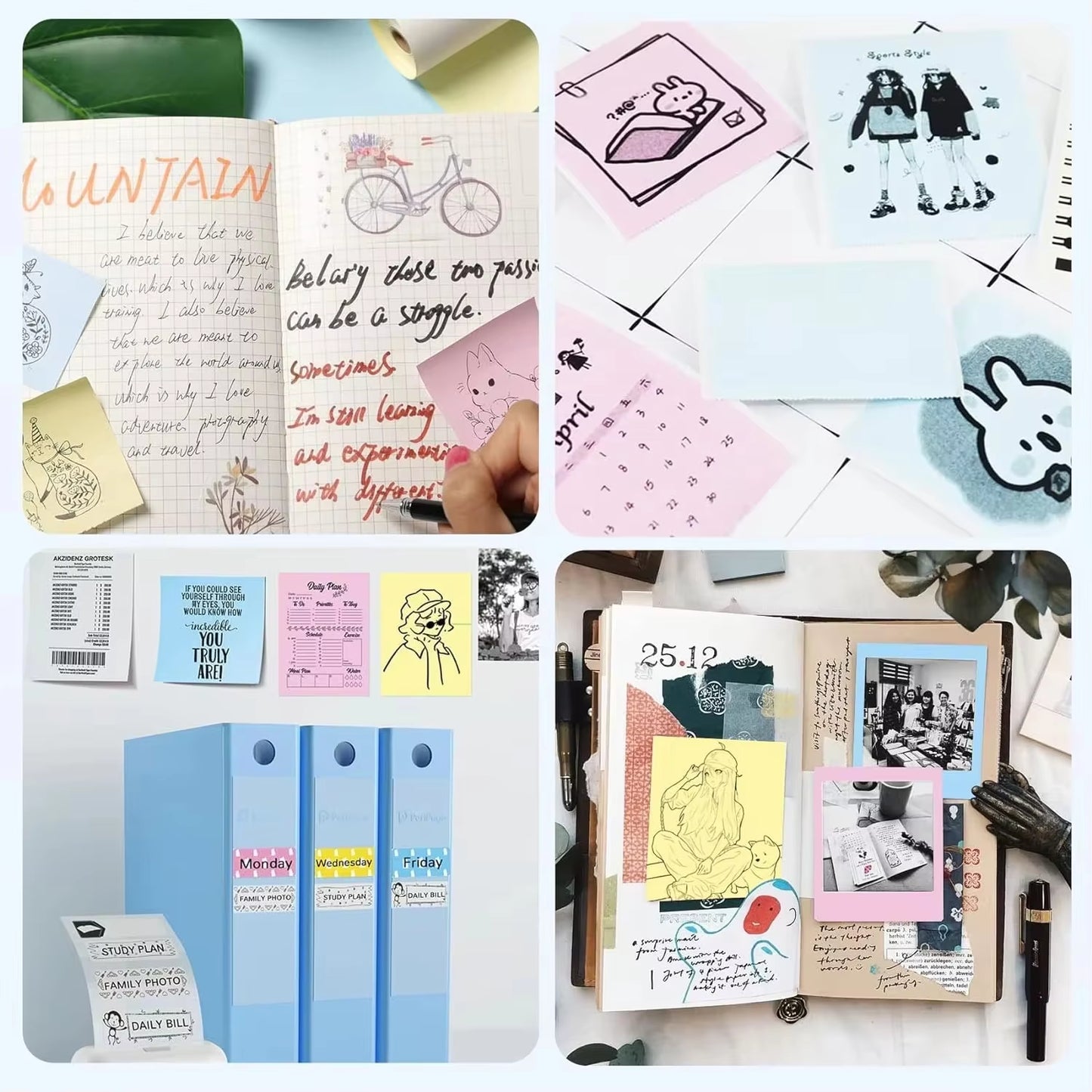 Mini Printer Paper Refill Roll Thermal Paper Printable Sticker Paper for Pocket Wireless Printer for Study Notes Work Photos
