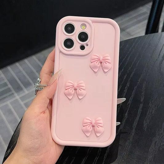 Case for Iphone 15 16 14 13 12 11 Pro Max XS XR X 7 8 plus SE 3D Pink Cute Butterfly Shockproof Candy Silicone Soft Phone Cover