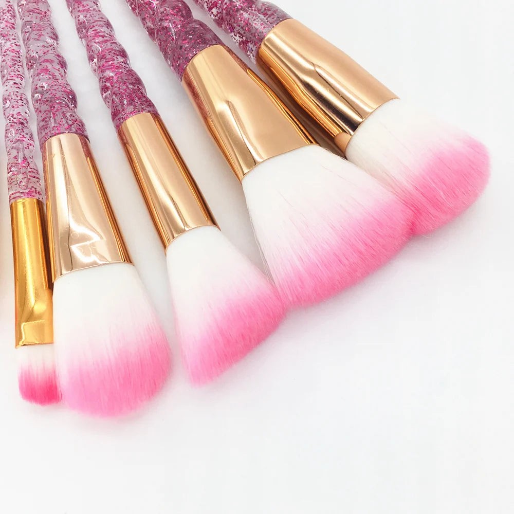10Pcs Unicorn Makeup Brushes Set Diamond Crystal Handle Blending Foundation Powder Eyeshadow Eyebrow Brush Beauty Make up Tools
