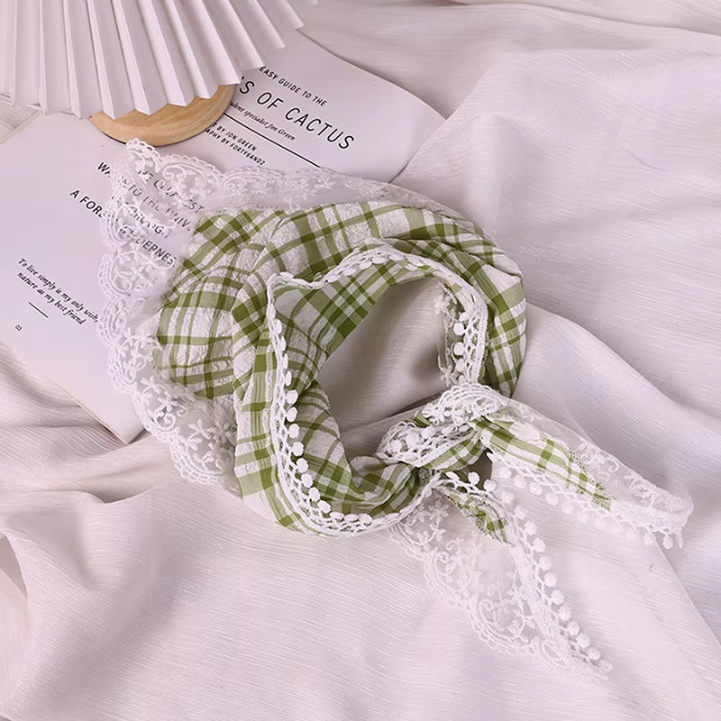 Lace Triangle Scarf Pink Turban Bandage Bandana Headbands Hair Accessories Headwarps