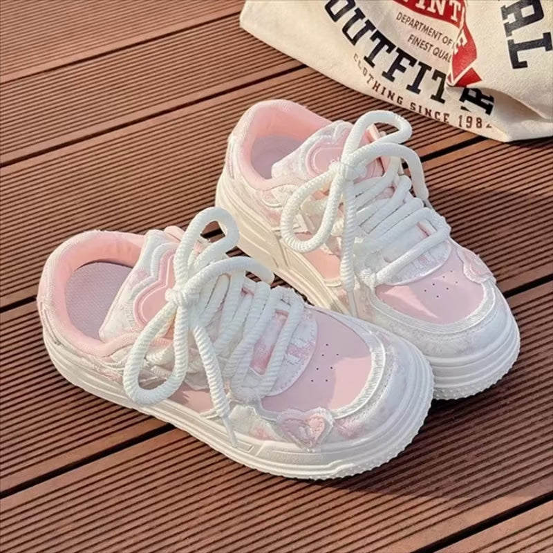 Sweet Women Sneakers Pink Kawaii Design Fashion Womens Sports Shoes Cute Patchwork Korean Style Casual Female Shoes
