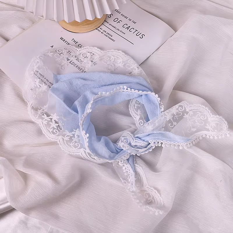 Lace Triangle Scarf Pink Turban Bandage Bandana Headbands Hair Accessories Headwarps